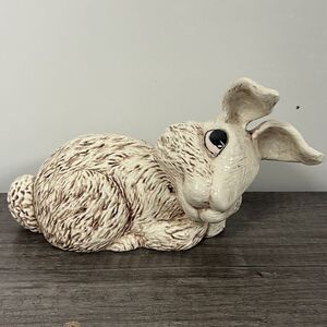 Vintage Hand‎ Painted Glazed Ceramic Laying Bunny Rabbit MCM RETRO EASTER DECOR